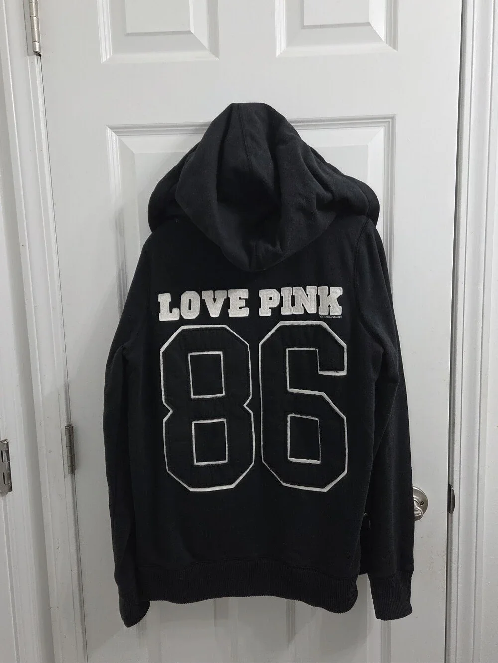 Y2K PINK Victoria's Secret Black Jacket with Cream Sherpa Lining